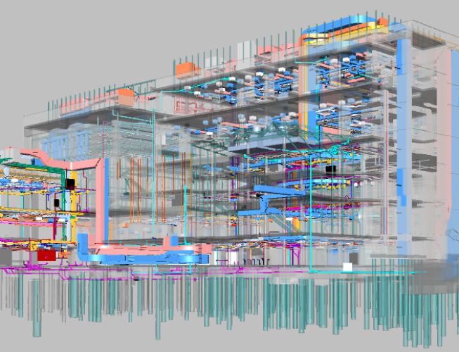 A 3D model of a building A 3D model of a building